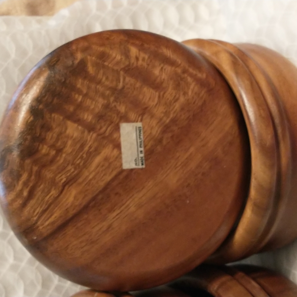 Vintage - 4 Piece Acacia Wood Bowls Set - made in the Philippines - A5 - Picture 2 of 3